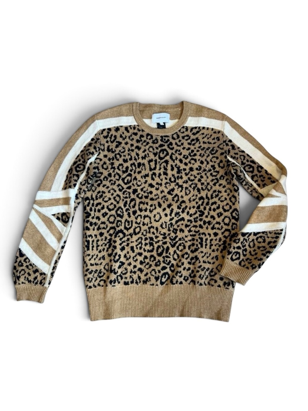 Current/Elliott Women’s Sz S Tan Leopard Wool Cashmere Sweater Duvall Pullover